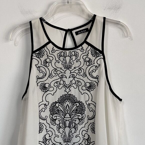 do&be Tank Top M Sheer White Embroidered Sleeveless Layering Summer Boho Tunic - Picture 3 of 11